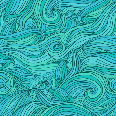 Papier peint à motif  Vagues abstraites en couleur de la mer