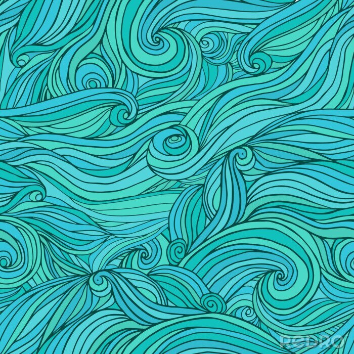 Papier peint à motif  Vagues abstraites en couleur de la mer