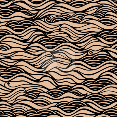 Papier peint à motif  Vagues abstraites noires et beiges