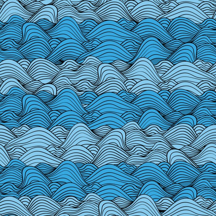 Papier peint à motif  Vagues bleues claires et foncées
