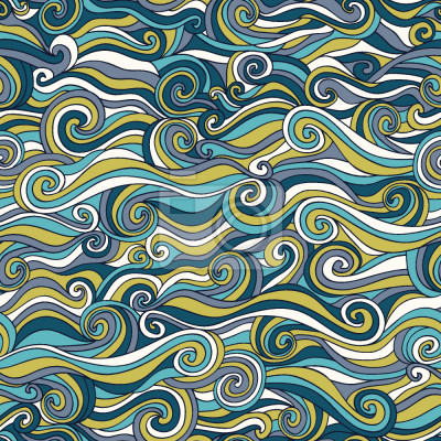 Papier peint à motif  Vagues colorées abstraites de la mer
