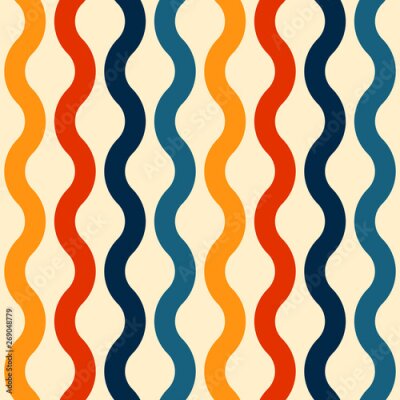 Papier peint à motif  Vagues colorées rétro