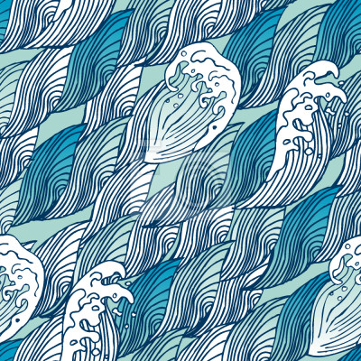 Papier peint à motif  Vagues de la mer mousseuse japonaise