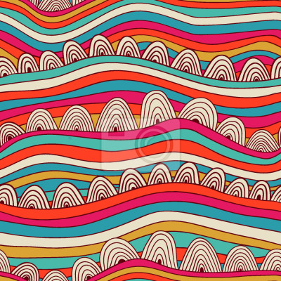 Papier peint à motif  Vagues et sable multicolores