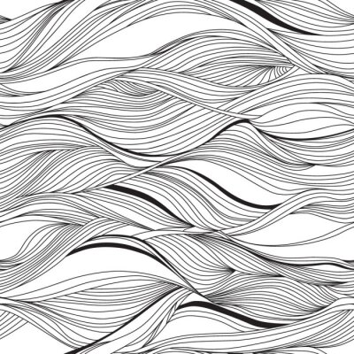 Papier peint à motif  Vagues noires et blanches abstraites