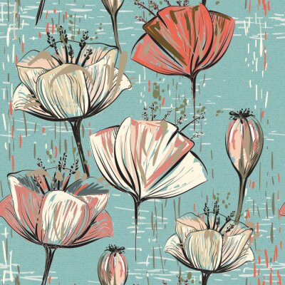 Papier peint à motif  Vecteur, coloré, tulipes, modèle Seamless peut être utilisé pour les fonds d'écran, les remplissages, les fonds de page Web, les textures de surface