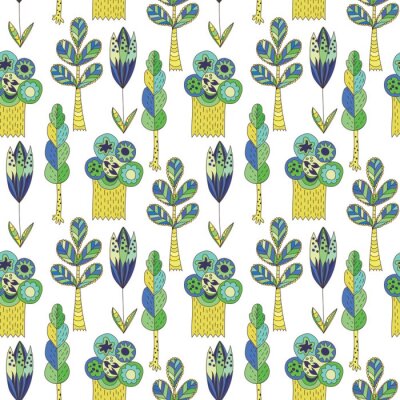 Papier peint à motif  Vecteur doodle modèle avec des arbres