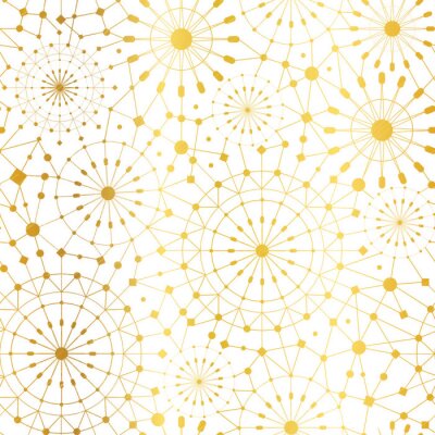 Vecteur Golden White Abstract réseau métalliques cercles fond de patron sans soudure. Grand pour le tissu élégant de texture d'or, cartes, invitations de mariage, papier peint.