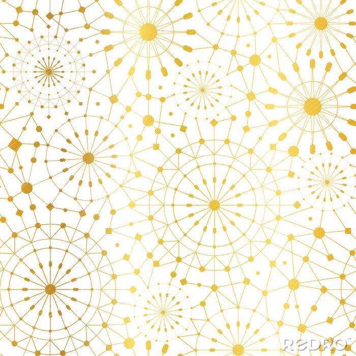 Papier peint à motif  Vecteur Golden White Abstract réseau métalliques cercles fond de patron sans soudure. Grand pour le tissu élégant de texture d'or, cartes, invitations de mariage, papier peint.