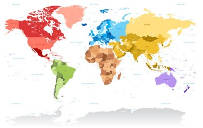 Vecteur Haute Carte détaillée de la couleur du monde