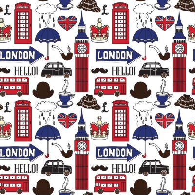 Papier peint à motif  Vecteur, modèle, londres, Symboles, repères