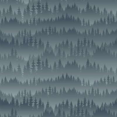 Papier peint à motif  Vecteur, montagnes, forêt, fond, texture, seamless, modèle
