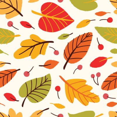 Papier peint à motif  Vecteur, seamless, modèle, feuilles