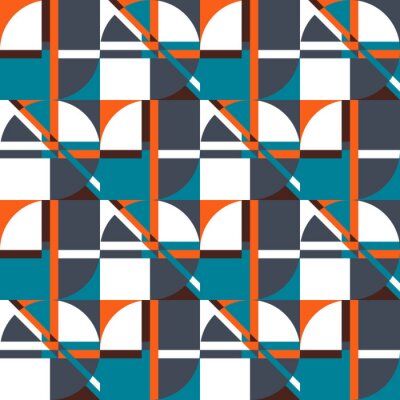 Papier peint à motif  Vector abstract geometric seamless background with shapes and bold colors. Retro illustration in bauhaus style.