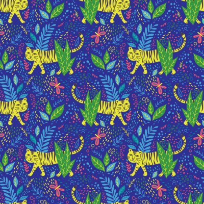 Papier peint à motif  Vector childish tiger seamless pattern
