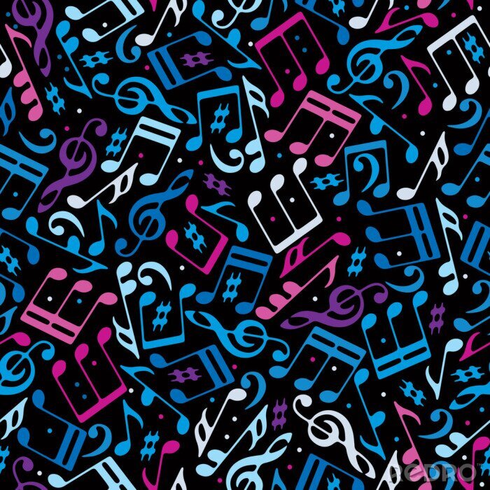 Papier peint à motif  Vector colorful musique pointillé seamless pattern avec des notes de musique