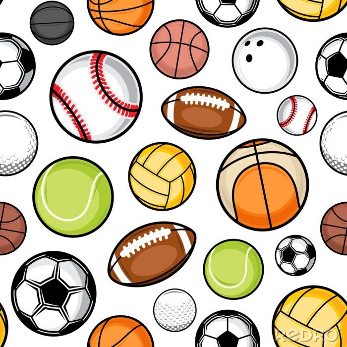 Papier peint à motif  Vector colorful sport balls seamless pattern or background