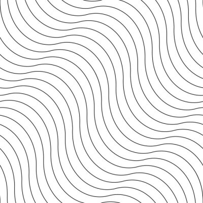 Papier peint à motif  Vector creative seamless outline pattern. Striped endless wave texture. White repeatable minimalistic background with black wavy lines