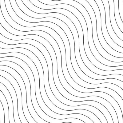 Papier peint à motif  Vector creative seamless outline pattern. Striped endless wave texture. White repeatable minimalistic background with black wavy lines
