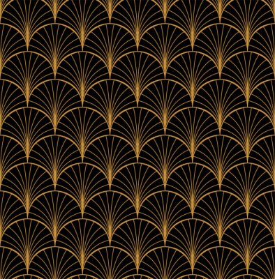 Papier peint à motif  Vector Floral Art Nouveau modèle sans couture. Texture de feuilles décoratives géométriques. Arrière-plan élégant rétro.