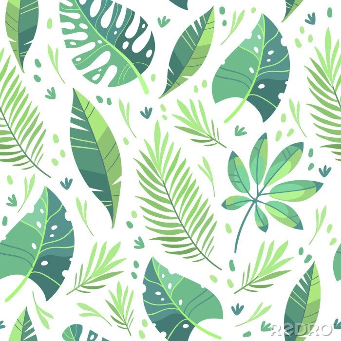 Papier peint à motif  Vector illustration, flat design. Tropical leaf pattern 
