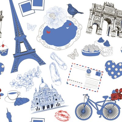 Papier peint à motif  Vector Seamless avec le symbole de Paris