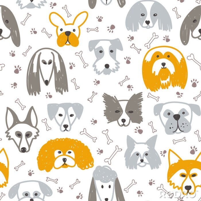 Papier peint à motif  Vector seamless pattern with dogs