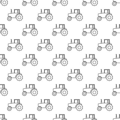 Papier peint à motif  Vector seamless pattern with linear tractors. Seamless pattern.