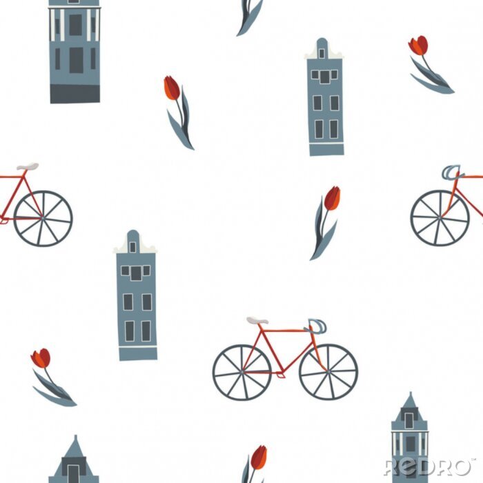 Papier peint à motif  Vector seamless pattern with typical Amsterdam symbols