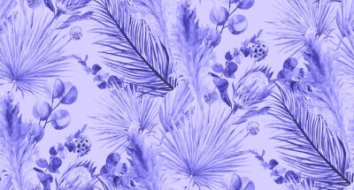 Papier peint à motif  Végétation exotique violet clair