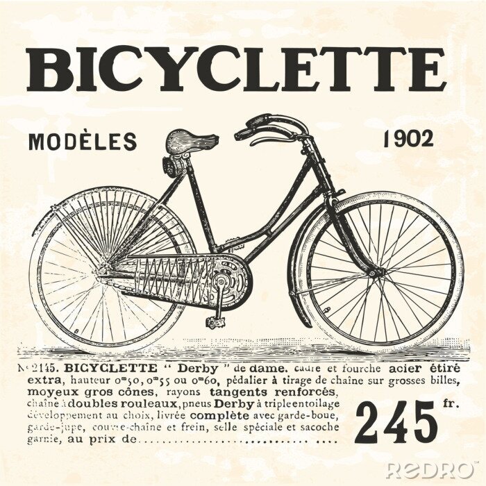 Papier peint à motif  Vélo rétro pour femme