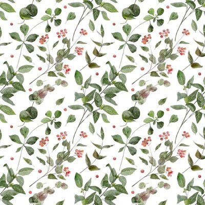 Papier peint à motif  Verdure florale de brindilles de plantes