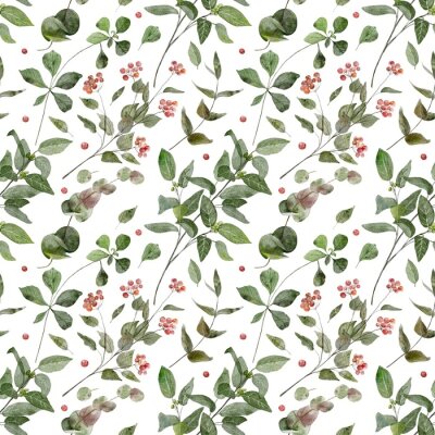 Papier peint à motif  Verdure florale de brindilles de plantes