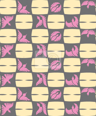 Papier peint à motif  Vérification d'oiseaux stylisée
