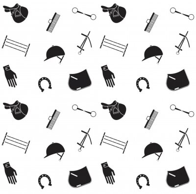 Papier peint à motif  Vêtements de cheval sur fond blanc