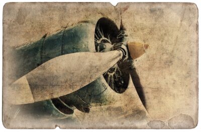 Vintage carte postale militaire isolé, moteur d'avion