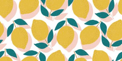 Papier peint à motif  Vintage citron