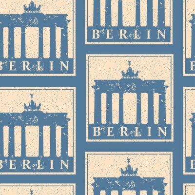 Papier peint à motif  Vintage paper landmarks travel labels seamless pattern.
