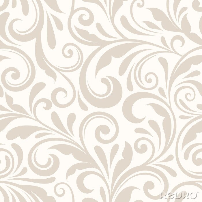 Papier peint à motif  Vintage seamless floral beige. Vector illustration.