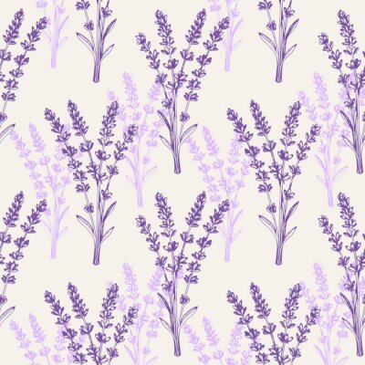 Papier peint à motif  Vintage seamless pattern with lavender flowers.