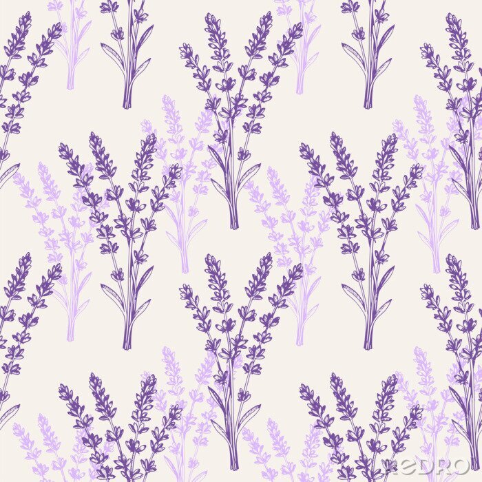 Papier peint à motif  Vintage seamless pattern with lavender flowers.