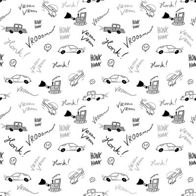 Papier peint à motif  Voitures doodle sans soudure