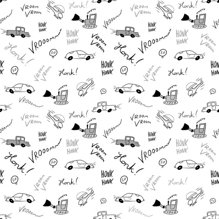 Papier peint à motif  Voitures doodle sans soudure
