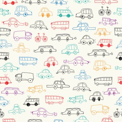 Papier peint à motif  Voitures griffonnages transparente