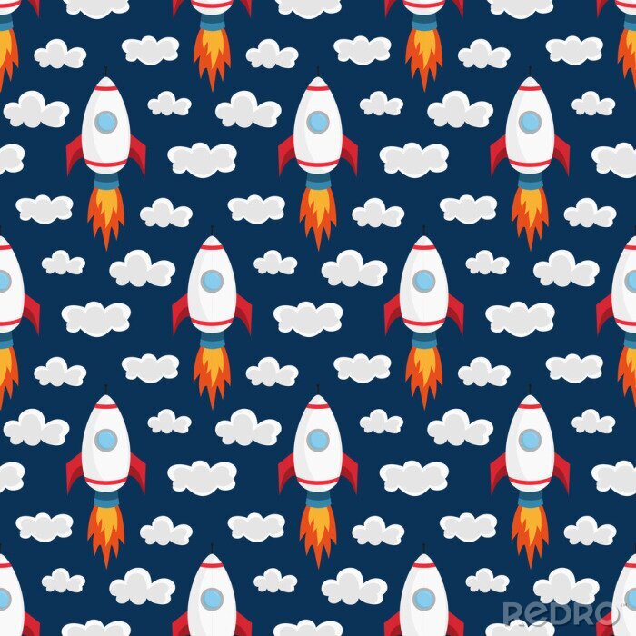 Papier peint à motif  Vol spatial dans les nuages