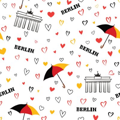 Papier peint à motif  Voyage à Berlin, modèle sans soudure. Fond d'écran de vacances allemand.