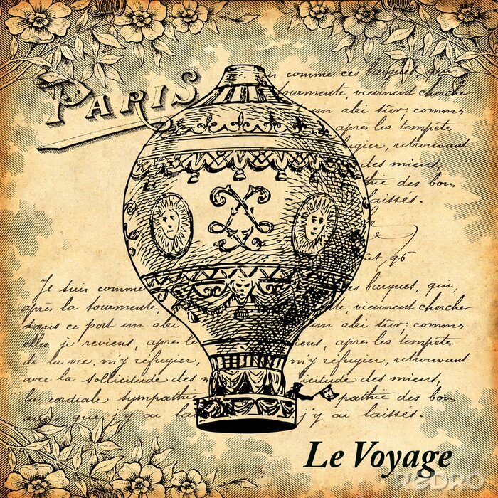 Papier peint à motif  Voyage en montgolfière