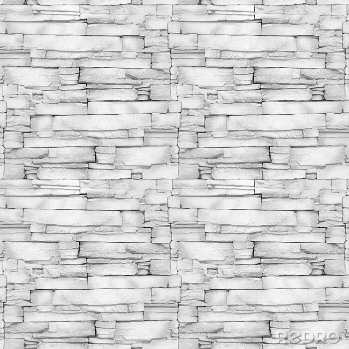 Papier peint à motif  Wall of the white limestone - decorative pattern - aligned masonry - seamless background