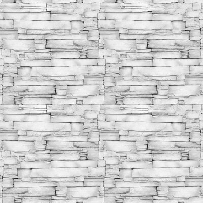 Papier peint à motif  Wall of the white limestone - decorative pattern - aligned masonry - seamless background