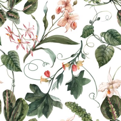 Papier peint à motif  Watercolor tropical seamless vector pattern